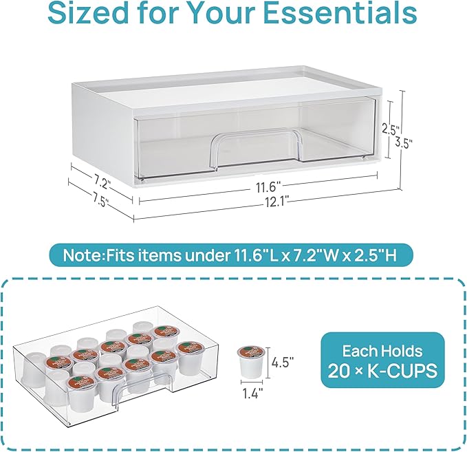 Vtopmart White Stackable Storage Drawers, 2 Pack Wide Organizers - Image 2
