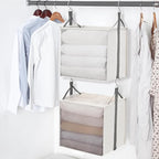STORAGE MANIAC 2-Tier Hanging Closet Organizer, Fabric Storage Baskets with Hooks, Closet Shelves for Dorm Room, Apartment, Bedroom, Garment Rack & Wardrobe, Ivory - Image 6