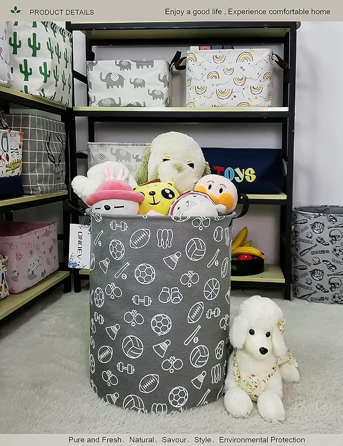 Round collapsible Large Sports Ball Laundry Hamper for Adults Kids - Image 7