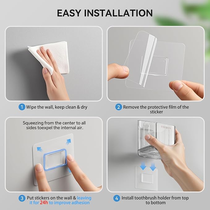 3 Slots Detachable Toothbrush Holders Wall Mounted for Bathrooms - Image 8