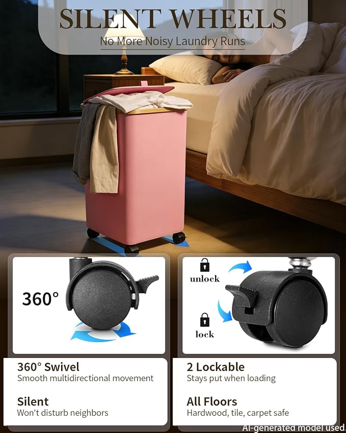 Laundry Basket with Wheels, 110L Large Rolling Laundry Hamper for Dorm - Image 4