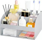 Makeup Organizer with 2 Drawers, Cosmetic Storage for Dresser Vanity and Bathroom Countertop,Make up organization and Skincare Storage with Beauty Brush Holder, Cosmetic Display Case (Grey) by DIRZHX