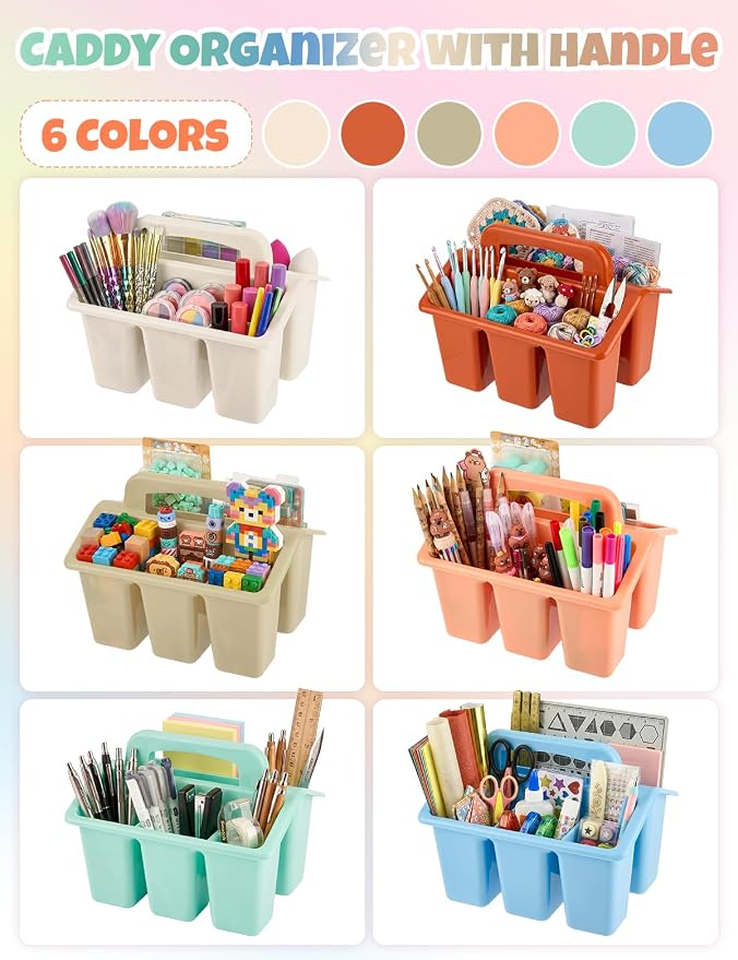 6 Pack Classroom Caddy Organizer with Handle, Table Caddy Classroom - Image 9