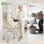 ELYKEN Laundry Basket with Wheels, Collapsible Laundry Hamper, Cream - Image 7