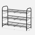 SONGMICS 3-Tier Stackable Metal Shoe Rack, Holds Up to 12 Pairs of Shoes | Shoe Organizer for Closet, Entryway, and Small Spaces, with Adjustable Slanted Shelves, Black, DAVIAN Collection ULMR066B01 - Image 3