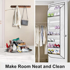 SLEEPING LAMB Over The Door Shoe Organizer for Closet with Large Deep Pockets, Narrow Shoe Rack for Door Hanging Boots Storage, White - Image 6
