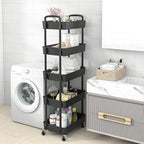 Sywhitta 5-Tier Plastic Rolling Utility Cart with Wheels,Black - Image 7