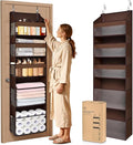 5 Tiers Over Door Organizer with 10 Mesh Side Pockets, 44 lbs Weight Capacity Hanging Storage Organizer with Clear Window Kids Toys, Shoes, Diapers, Dark Brown by ORDOVIBE