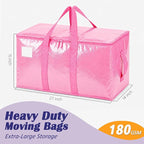Songrey Extra Large Heavy Duty Moving Bags, 12 Pack, Pink - Image 2