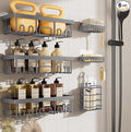 Veken 6-Pack Rustproof & Waterproof Shower Caddy, Adhesive Shelves Rack, Large Capacity Bathroom, College Dorm & Apartment Organizers, No-Drill Wall Mount Living Room & Bedroom Decor, Light Grey by Veken