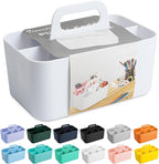 Tiawudi Multipurpose Caddy Organizer, Plastic Caddy with Handle, Stackable Desk Organizer for Stationery, Marker and Pencil, Office Supplies Organizer, Dorm Caddy by Tiawudi