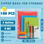 180 Pack Large 3 Gallon Storage Bags with Zipper Top, 16 x 18in Zipper Bags - Image 2