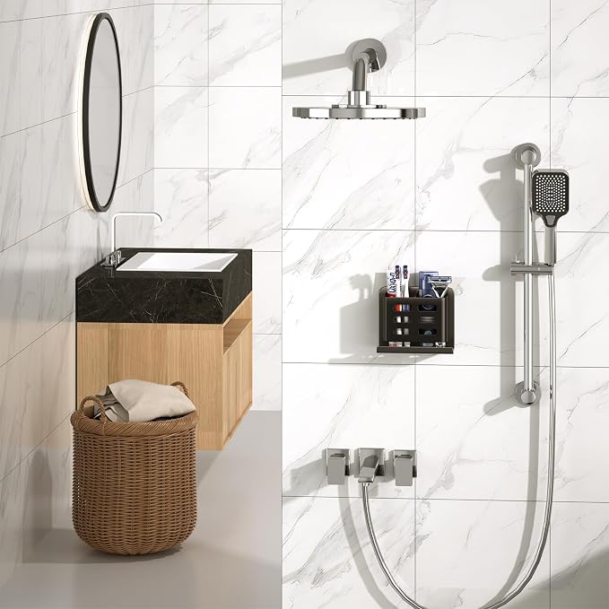 Black Toothbrush Holder wall Mount, Aluminum，No Drilling Required - Image 7