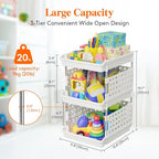 Lifewit 3 Tier Plastic Stackable Storage Baskets for Clothes 1 Pack, White - Image 3