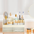 Makeup Organizer with Drawers, Cosmetic Storage for Dresser Vanity and Bathroom Countertop, Beauty Holder for Lipstick Brush, Skincare Organizer for Vanity, Cosmetic Display Case (Ivory) - Image 6