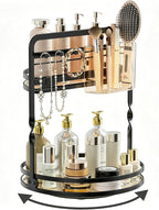 360 Rotating Makeup Vanity Organizer,Black 2-Tier Perfume Organizer by DUANFEE