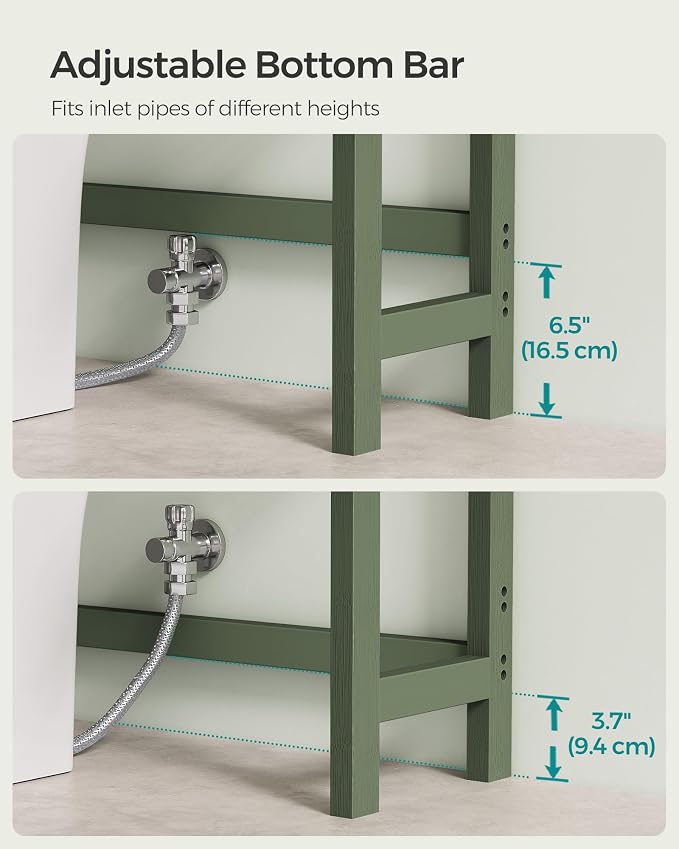 SONGMICS 3-Tier Bamboo Over The Toilet Storage, Adjustable Shelf, 66.9''H - Image 5