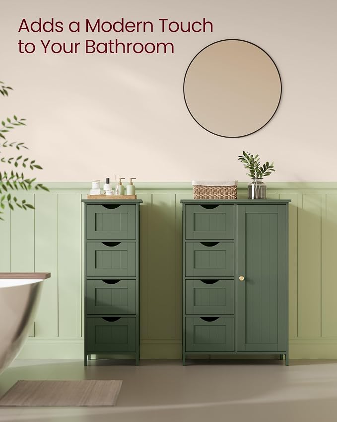 VASAGLE Floor Storage Cabinet, Farmhouse, 4 Drawers and 1 Door,32.3" H - Image 3