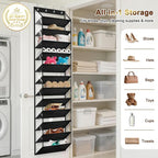 MISSLO 36 Pairs Clear Over the Door Shoe Organizer Closet Hanging Shoe Rack for Door with Large Deep Pockets Shoes Hanger Holder for Sneakers, Boots, Heels Storage (Black) - Image 6
