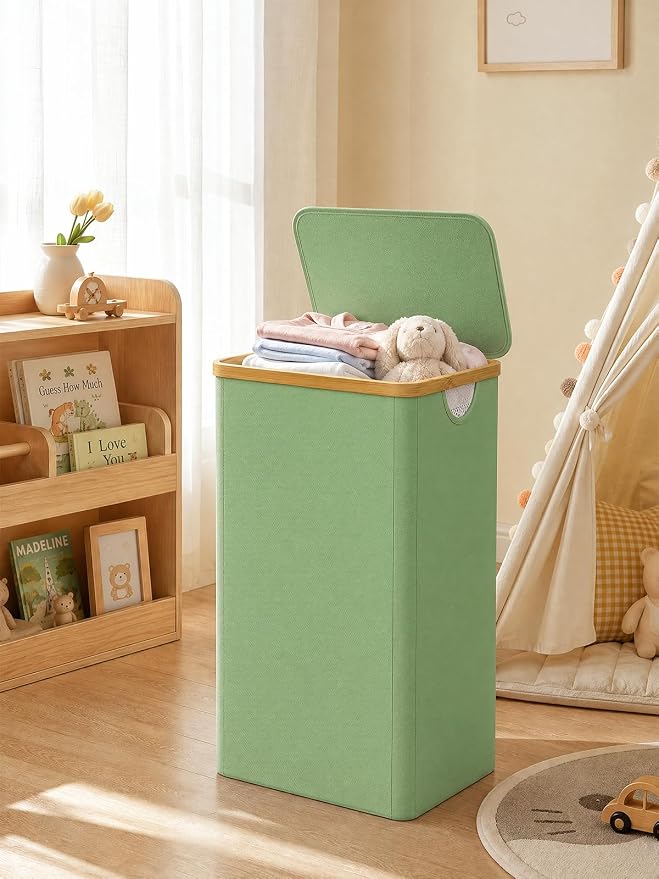 IEGrow Laundry Hamper with Lid,110L Laundry Basket with Mesh Bags,Green - Image 9