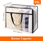 Lifewit 95L Clear Clothes Storage Bags,Plastic Foldable Blanket Storage Bag | 2 Pack Vinyl Foldable Moving Bags with Zipper, Closet Organizers and Storage Containers for Bedding, Duvet, Comforter - Image 4