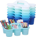6 Pack Classroom Caddy Organizer with Handle, 6 Compartments, Gradient Blue by gisgfim
