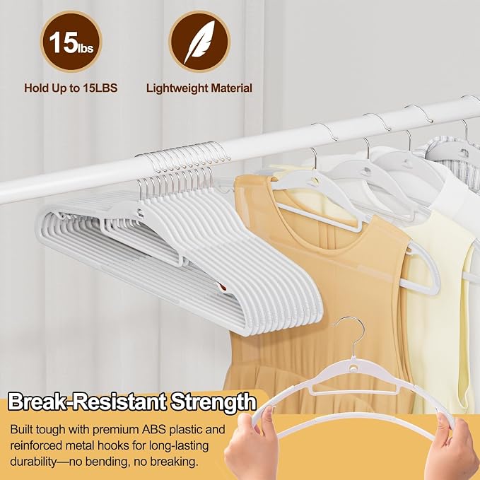 Plastic Stackable Hangers 50 Pack, 360° Swivel Hook, White - Image 5