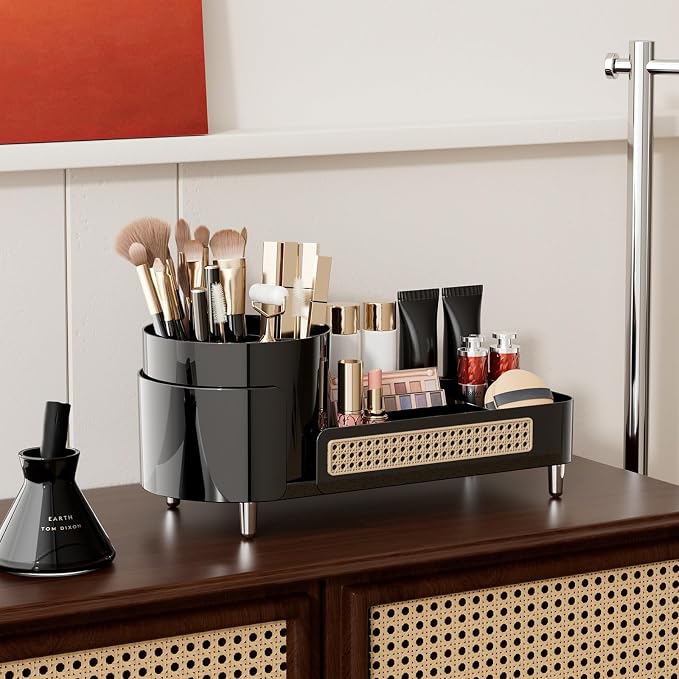 Booklov Rotating Makeup Organizer for Vanity Countertop, Black - Image 7