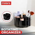 Masirs Small 360 Rotating Makeup Organizer, 5 Compartments, Round Black - Image 2