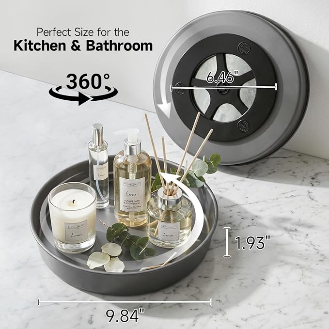 2PCS 9.8" Black Metal Lazy Susan Turntable Organizer - Image 2