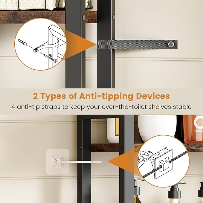 Asgolion Over-The-Toilet Storage Rack, 3-Tier Bathroom Shelves Over Toilet - Image 6