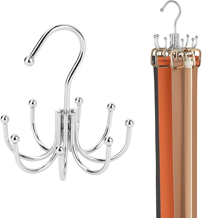 ZEDODIER Belt Hanger, Belt Organizer for Closet, Keeping Belts Visible and in Good Condition, Hanging Tie Rack Holder, Closet Organizers and Storage, Silver by ZEDODIER
