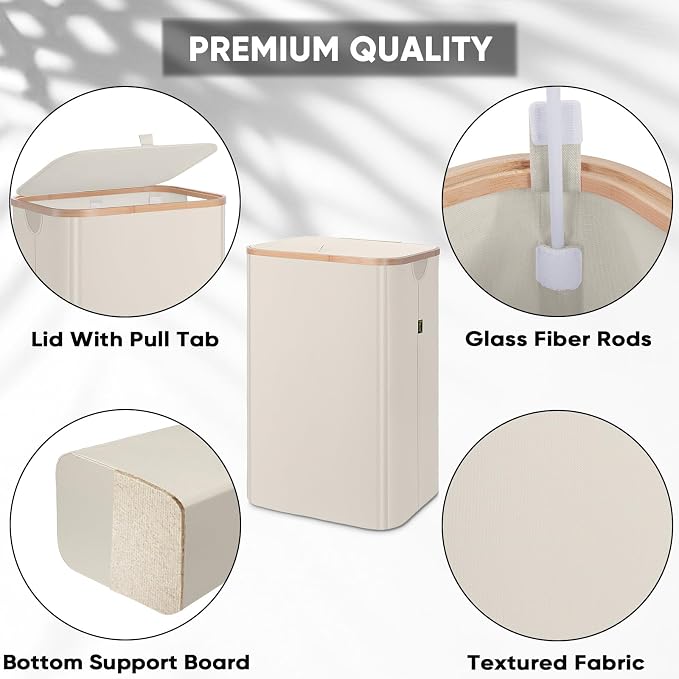 BALEINE 70L Laundry Hamper with Lid, Large Laundry Basket Bin - Image 2