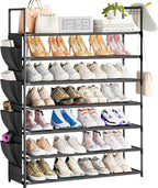 OYREL Large Capacity 7 Tier Shoe Rack, Black, 33.3in Wide x 11.2in Deep x 48.7in Tall, Holds 28-35 Pairs of Shoes, Ultra-Minimalist Style, Waterproof and Durable by OYREL