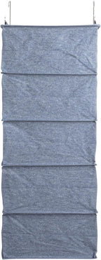 Household Essentials Hanging Cotton Blend and Plastic Closet Shoe Organizer with 10 Storage Compartments, Denim - Image 9