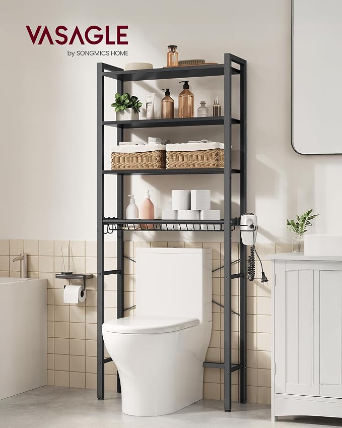 VASAGLE 4-Tier Over the Toilet Storage, Adjustable Shelves, Basket, 68.1''H - Image 3