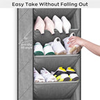 SLEEPING LAMB Over The Door Shoe Organizer for Closet with Large Deep Pockets, Narrow Shoe Rack for Door Hanging Boots Storage, Grey - Image 6