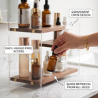 3-Tier Acrylic & Wood Bathroom Vanity Countertop Organizer Shelf - Image 4