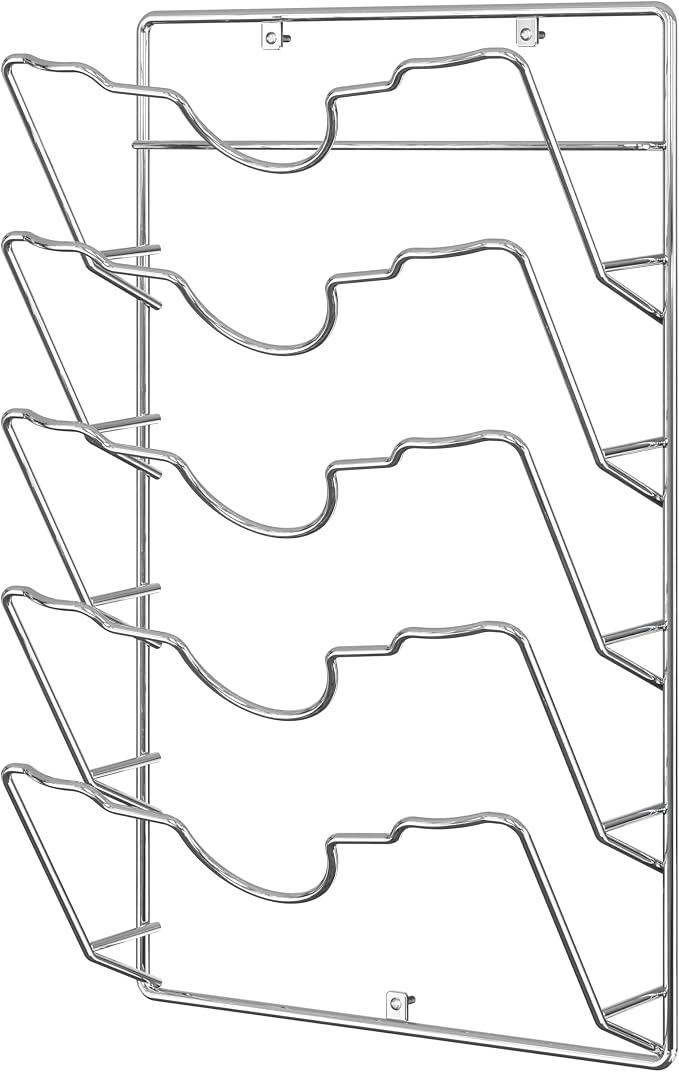 Simple Houseware Wall Door Mounted Pot Lid Rack Organizer, Chrome Finish - Image 4