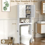 HLR Over The Toilet Storage Cabinet with Gold Trim, Over Toilet Bathroom Organizer with Adjustable Shelves and Toilet Paper Holder, Above Toilet Storage Cabinet Spacesaver for Bathroom(White) - Image 2