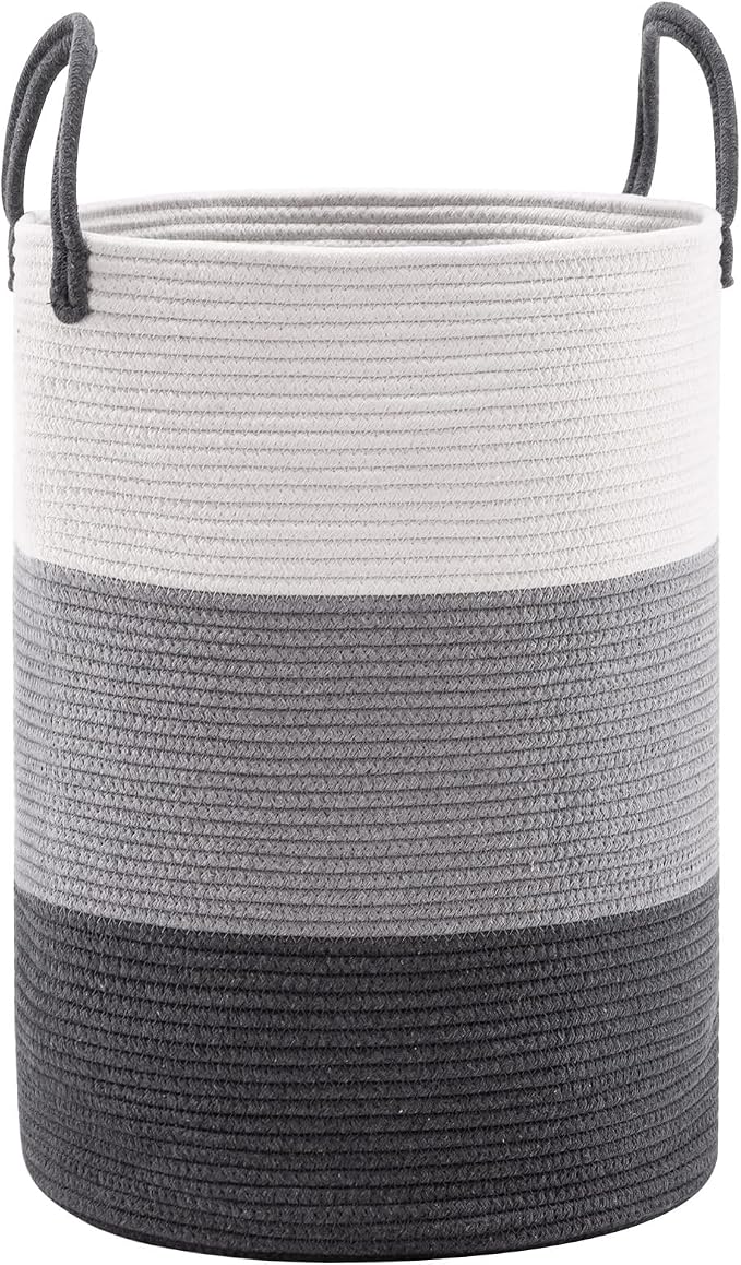 YOUDENOVA Cotton Rope Laundry Hamper Basket, 58L Blanket Basket for Nursery - Image 4