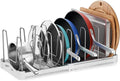 EVERIE Adjustable Cabinet Organizer for Pot Lids, Bakeware, Cookie Sheets & Cutting Boards, Upright Storage Rack for Kitchen Cabinet, Stable Dividers, 9.7" Deep, 12.6" to 21.5" Wide, GS02SS by EVERIE