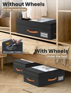 TOSKING 2-Pack Under Bed Storage Drawers with Wheels, 6 Vacuum Bags, Adjustable Height 7.9-10.2", 63L/80 lbs Clear Lid Rolling Bin, 900D Oxford, Space Saver for Dorm Bedroom Clothes Shoes, Black - Image 7
