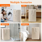 Lifewit 75L Large Collapsible Laundry Basket with Extended Handles, Beige - Image 8