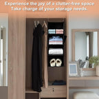 Hanging Closet Organizer and Shelves,4 Shelves with 1 Side Pockets (Black) | Foldable, Grey Fabric, Modern Style, for Bedroom and Dorm Room - Image 4