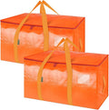 BALEINE 2-Pack Oversized Moving Bags with Reinforced Handles, Heavy-Duty Storage Tote for Clothes, Moving Supplies (Orange, 2-Pack) by BALEINE