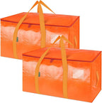 BALEINE 2-Pack Oversized Moving Bags with Reinforced Handles, Heavy-Duty Storage Tote for Clothes, Moving Supplies (Orange, 2-Pack) by BALEINE