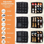 INSTY 2 Pack Shoe Organizer for Closet, Fits up to 32 Pairs, Adjustable Dividers for Shoe Storage, Fabric Shoe Storage Bins with Clear Cover, Black - Image 3
