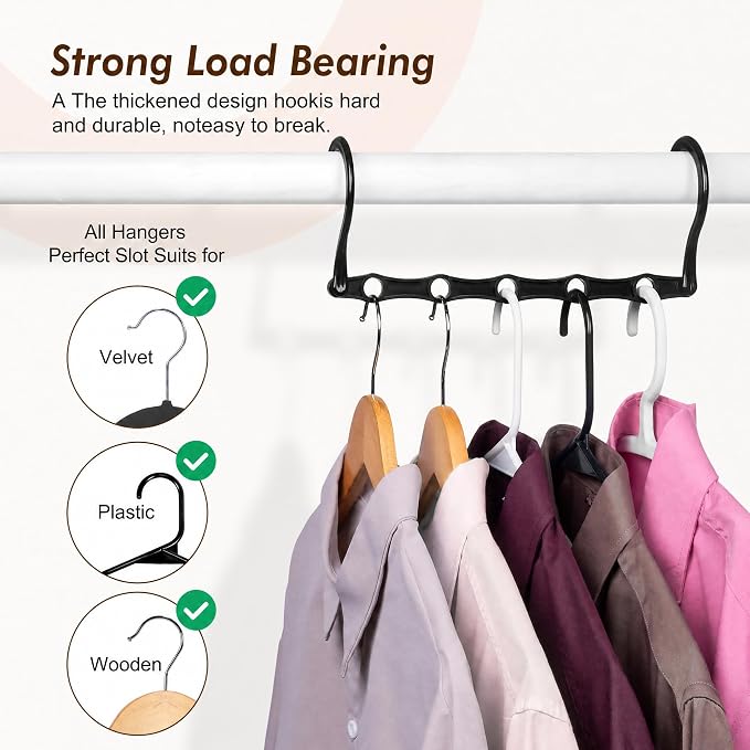 HOUSE DAY 10 Pack Space Saving Hangers, Black, Premium Smart Hanger | Space Saver Hanger Organizer, Closet Organizer and Storage for Dorm, Apartment, Dorm Room Essentials for Grouping Clothes - Image 5