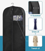 KIMBORA 65" Dress Garment Bags for Hanging Clothes Travel, Gusseted Garment Bags for Closet Storage with Handles for Long Gowns, Coats（3 Packs） - Image 4